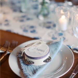 Elegant Blue Handmade Cloth Dinner Napkin Set with Fringe- new and never used!